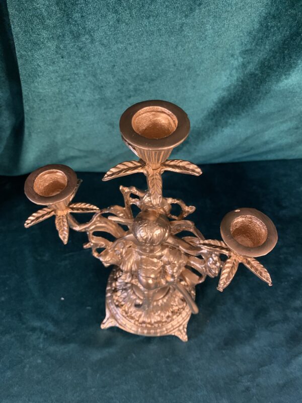 PAREJA DE ANTIGUOS CANDELABROS DE BRONCE TRES LUCES - Imagen 11