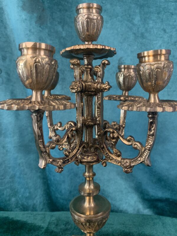 MARAVILLOSOS CANDELABROS DE FABRICACIÓN ESPAÑOLA EN BRONCE S.XIX ESTILO BARROCO - Imagen 7