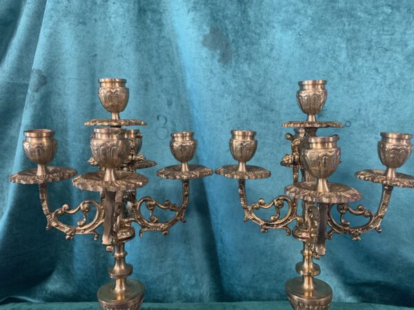 MARAVILLOSOS CANDELABROS DE FABRICACIÓN ESPAÑOLA EN BRONCE S.XIX ESTILO BARROCO - Imagen 10