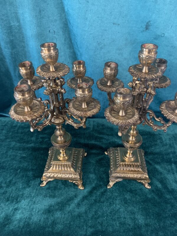 MARAVILLOSOS CANDELABROS DE FABRICACIÓN ESPAÑOLA EN BRONCE S.XIX ESTILO BARROCO - Imagen 16
