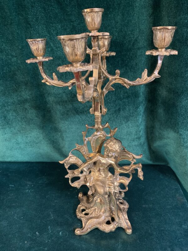ANTIGUOS CANDELABROS FRANCESES EN BRONCE 5 VELAS - Imagen 4