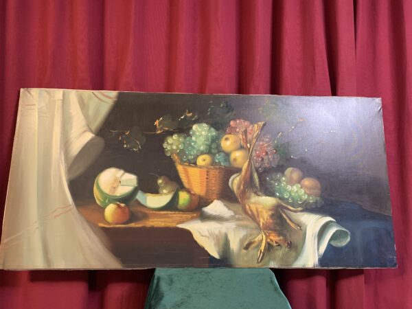 CUADRO; OLEO SOBRE LIENZO ANTIGUO 1939 BODEGON DE CAZA, GRAN TAMAÑO - Imagen 7