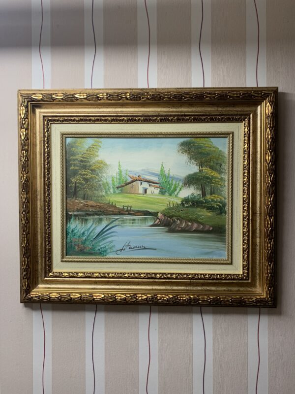 CUADRO, OLEO SOBRE LIENZO CON UN PAISAJE NATURAL FIRMADO ARTISTA DESCONOCIDO - Imagen 2
