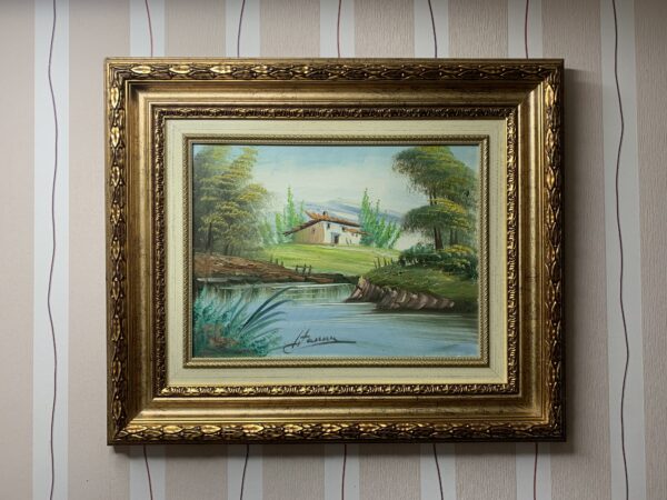 CUADRO, OLEO SOBRE LIENZO CON UN PAISAJE NATURAL FIRMADO ARTISTA DESCONOCIDO - Imagen 3