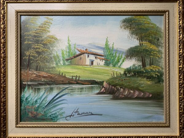 CUADRO, OLEO SOBRE LIENZO CON UN PAISAJE NATURAL FIRMADO ARTISTA DESCONOCIDO - Imagen 4