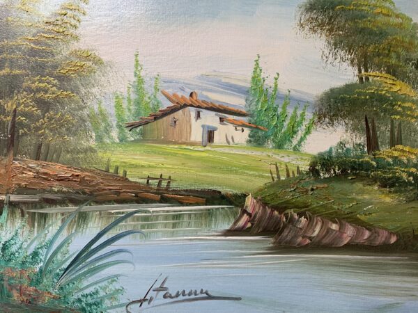 CUADRO, OLEO SOBRE LIENZO CON UN PAISAJE NATURAL FIRMADO ARTISTA DESCONOCIDO