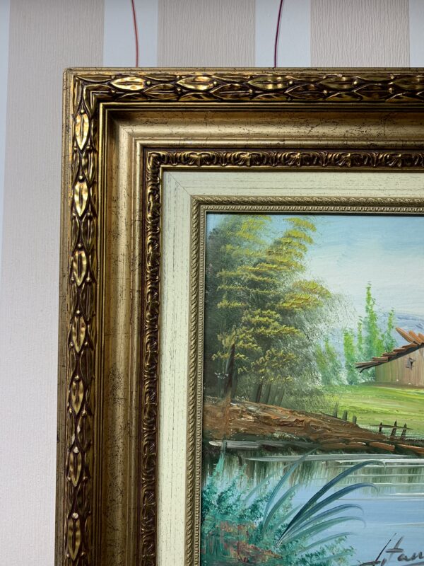 CUADRO, OLEO SOBRE LIENZO CON UN PAISAJE NATURAL FIRMADO ARTISTA DESCONOCIDO - Imagen 8