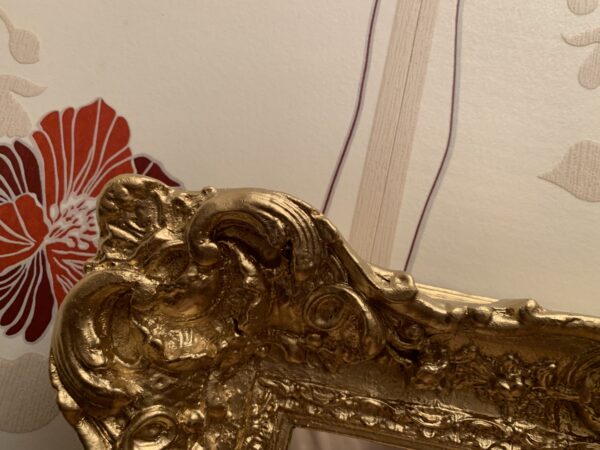ESPEJO; ANTIGUO DE ESTILO ISABELINO S.XIX DECORADO EN ORO FINO - Imagen 8