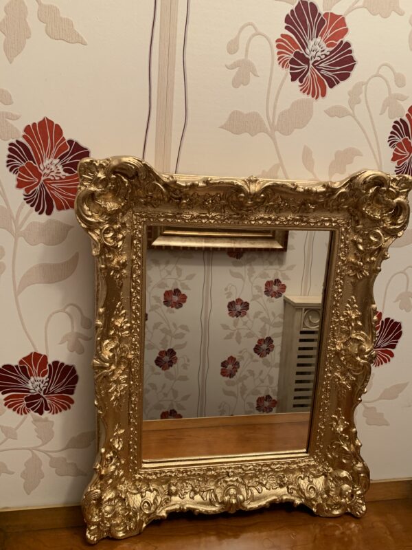 ESPEJO; ANTIGUO DE ESTILO ISABELINO S.XIX DECORADO EN ORO FINO - Imagen 10