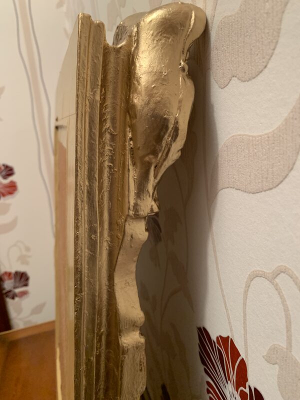 ESPEJO; ANTIGUO DE ESTILO ISABELINO S.XIX DECORADO EN ORO FINO - Imagen 14