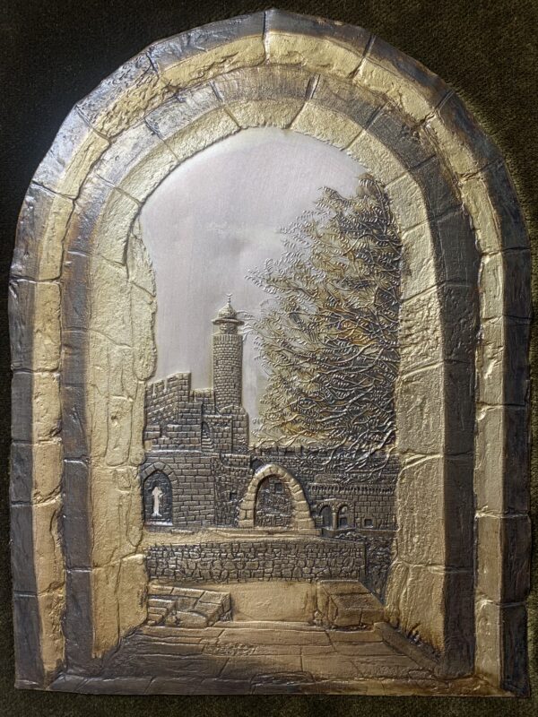 CUADRO EN BAJO RELIEVE EN PLATA Y COBRE ”LA TORRE DE DAVID” DE CHRIS AVRAMOV - Imagen 5