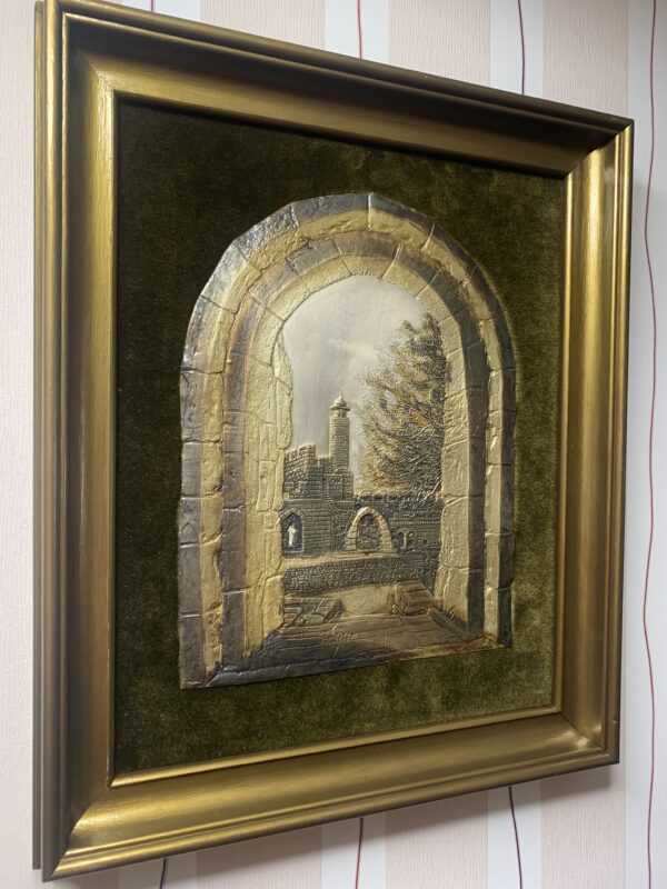 CUADRO EN BAJO RELIEVE EN PLATA Y COBRE ”LA TORRE DE DAVID” DE CHRIS AVRAMOV - Imagen 7