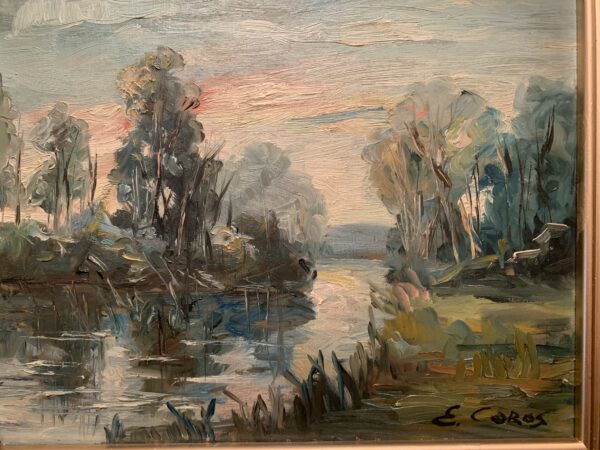 CUADRO AL OLEO SOBRE LIENZO DEL PINTOR E. COBOS DE ESTILO IMPRESIONISTA