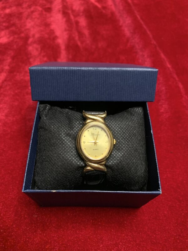 RELOJ; «TAHER-THERMIDOR» MUJER CHAPADO EN ORO Y  PULSERA DE CUERO - Imagen 12