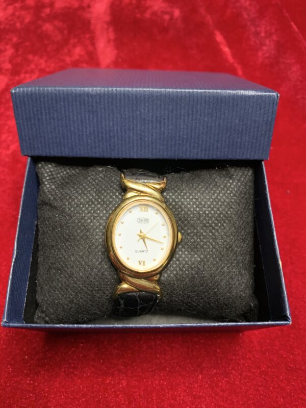RELOJ; «TAHER-THERMIDOR» MUJER CHAPADO EN ORO Y  PULSERA DE CUERO - Imagen 18