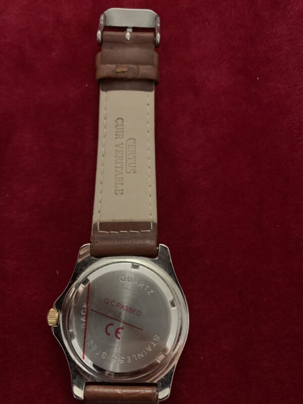 RELOJ; «THERMIDOR» HOMBRE BISEL DORADO Y PULSERA DE CUERO - Imagen 5