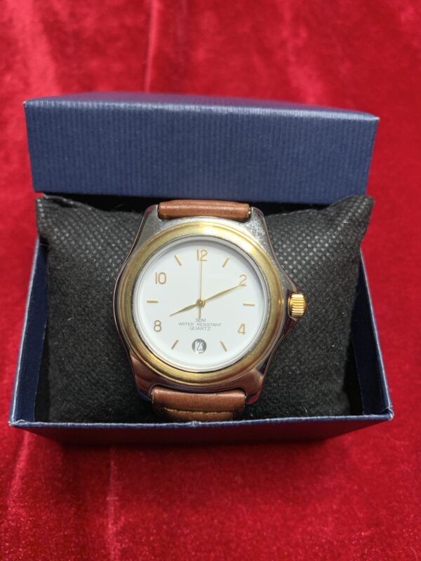 RELOJ; «THERMIDOR» HOMBRE BISEL DORADO Y PULSERA DE CUERO - Imagen 10