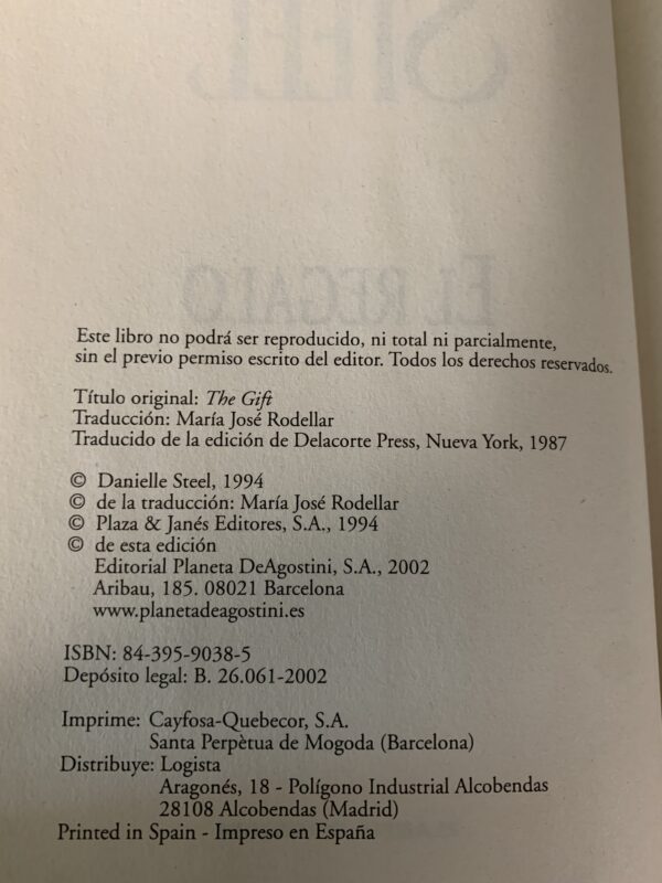 LIBROS; «EL REGALO» DANIELLE STEEL. - Imagen 4