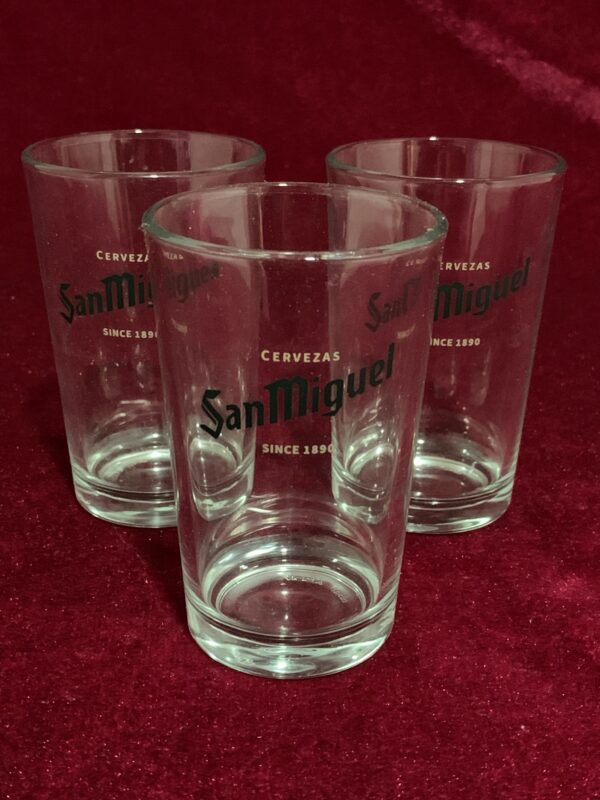 COPAS; LOTE 4 VASOS CORTO CERVEZA SAN MIGUEL VERDE AÑOS 90. - Imagen 3