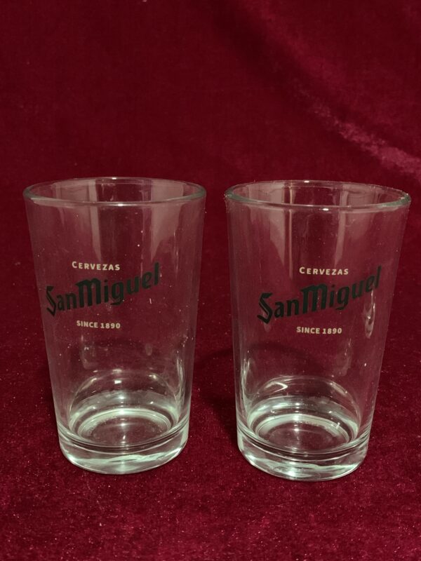 COPAS; LOTE 4 VASOS CORTO CERVEZA SAN MIGUEL VERDE AÑOS 90. - Imagen 4