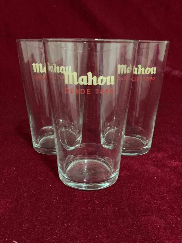 COPAS; LOTE 4 VASOS CORTO CERVEZA MAHOU AÑOS 90. - Imagen 2