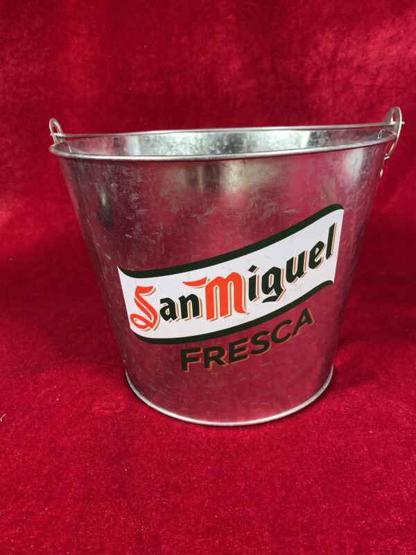 PUBLICIDAD; CUBO METÁLICO CERVECERO SAN MIGUEL.