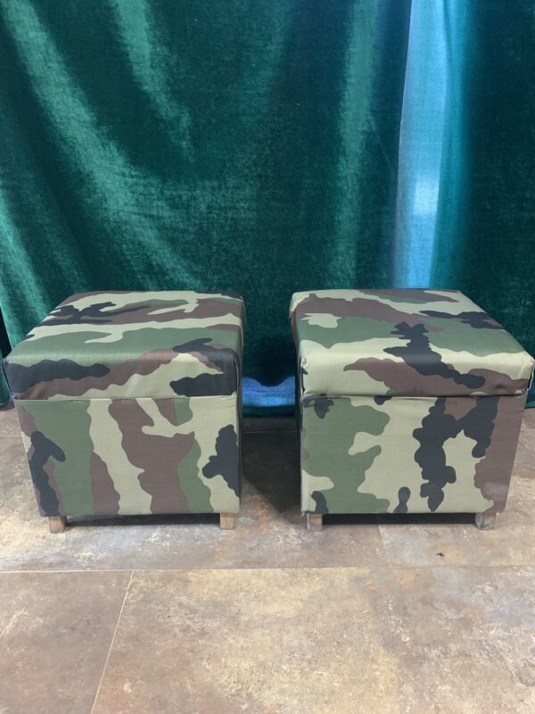 SILLAS; PUFF DE SALÓN MIMETIZADO ESTILO MILITAR. - Imagen 2