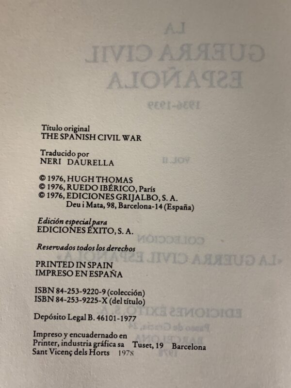 LIBROS; « LA GUERRA CIVIL ESPAÑOLA 6-7 » HUGH THOMAS - Imagen 6