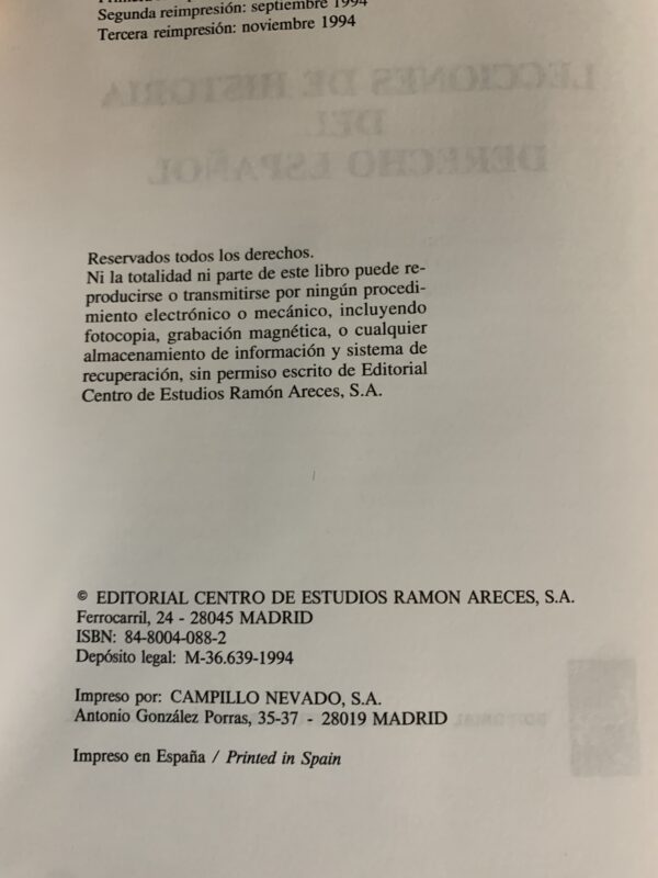 LIBROS; « LECCIONES DE HISTORIA DEL DERECHO ESPAÑOL » PEREZ PRENDES - AZCÁRRAGA - Imagen 4