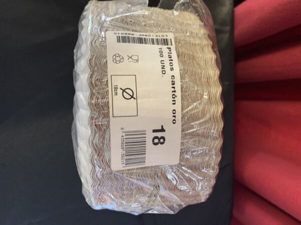 PANADERÍA: LOTE 10 PLATOS DE CARTÓN ORO PARA TARTAS 18 CM. - Imagen 3