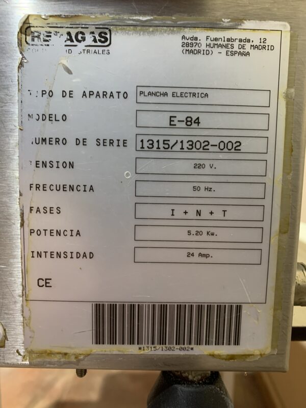 PLANCHA: PLANCHA ELÉCTRICA PROFESIONAL DE SOBREMESA REPAGAS - Imagen 15