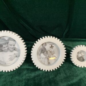 PORTAFOTOS; LOTE 4 MARCOS DE MADERA REDONDOS LACADOS EN BLANCO