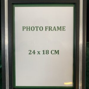 PORTAFOTOS; MARCO DE MADERA DECORADO EN NEGRO Y PLATA FOTOS DE 24X18