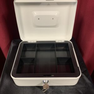 OFICINA: CAJA CAUDALES METALICA CON PORTAMONEDAS