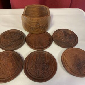 CURIOSIDADES; POSAVASOS DE MADERA TALLADOS WOODCRAFTS DE LA INDIA