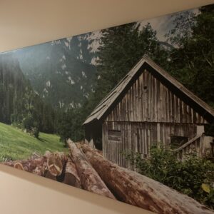 CUADRO: IMPRESIÓN PANORÁMICA CABAÑA EN LOS ALPES GRAN TAMAÑO