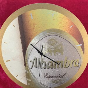PUBLICIDAD; ANTIGUO RELOJ DE PARED CERVEZAS ALHAMBRA NUEVO