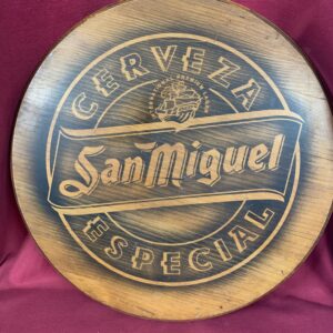 PUBLICIDAD: ANTIGUO CARTEL PUBLICITARIO EN MADERA CERVEZAS SAN MIGUEL